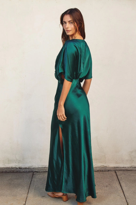 Reflection Blouson Maxi Dress Hunter Green-Maxi Dress-Dress Forum-Urbanheer