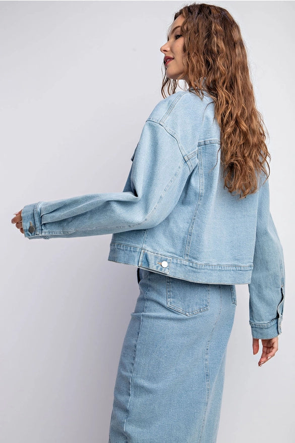Stretched Denim Jacket with Pocket-Jacket-EDIT by NINE-S-Urbanheer