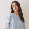 Elbow Length Sleeves Floral Lace Cropped Top
