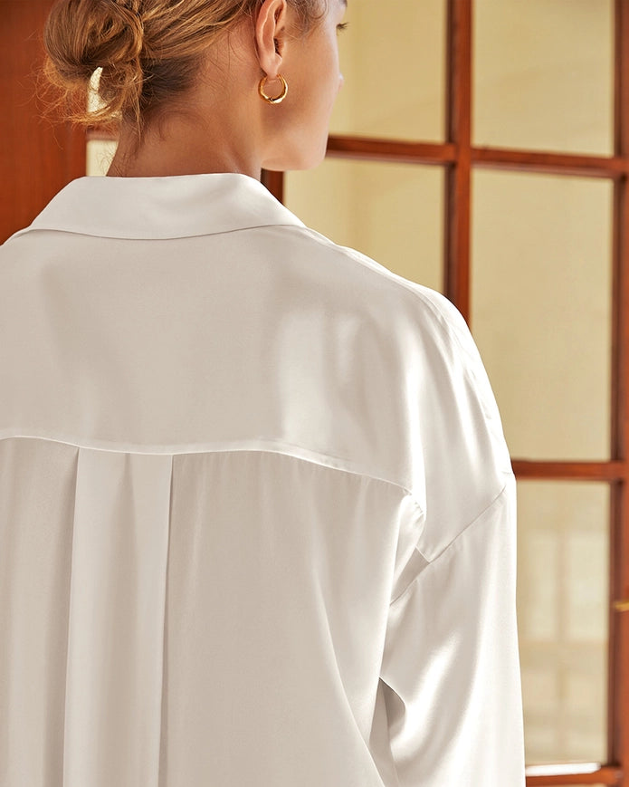 Classic Silk Nightshirt Ivory-Nightshirt-MommeSilk-XS-Urbanheer