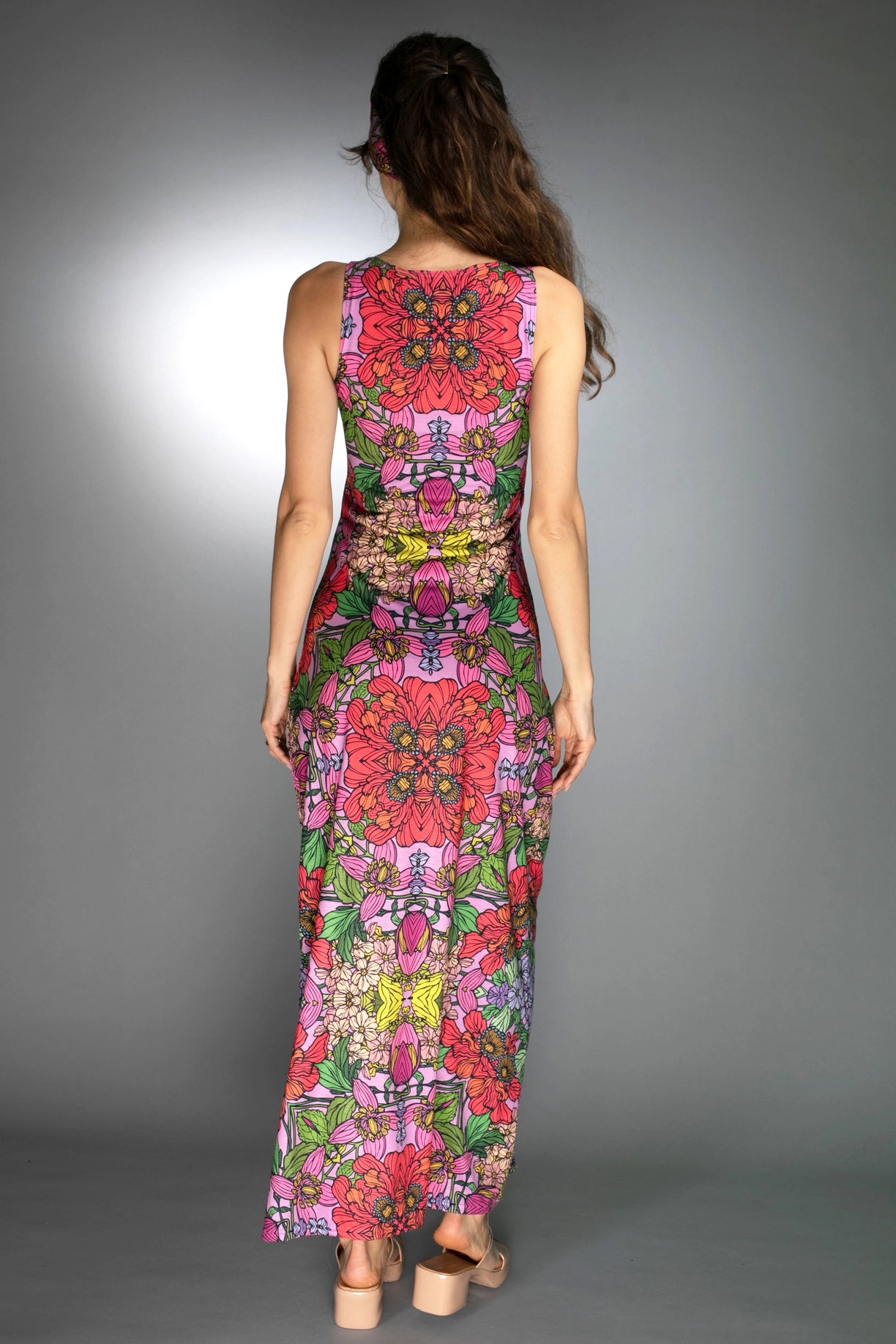 Luxury U-Neck Soft Mustard Illustrations Garden Maxi Dress-Nuvula-XS-Urbanheer