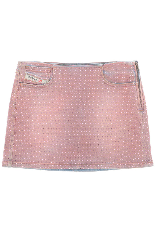 De-Pra-Mini-Fsd1 Denim Mini Skirt With Rhinestones