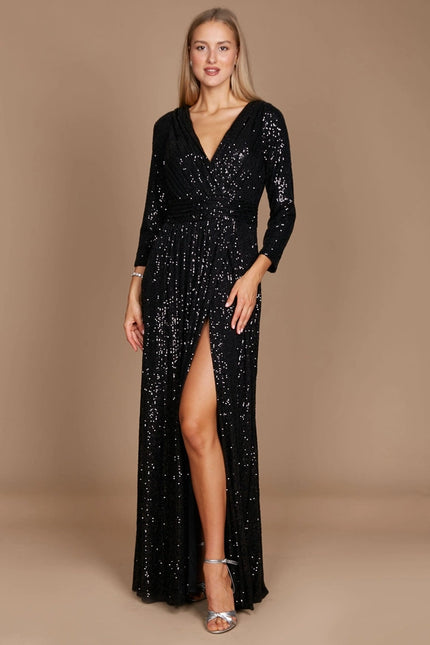 Long Sleeve Sequin Formal Dress Wholesale Black-Dress-Dylan & Davids-20-Urbanheer
