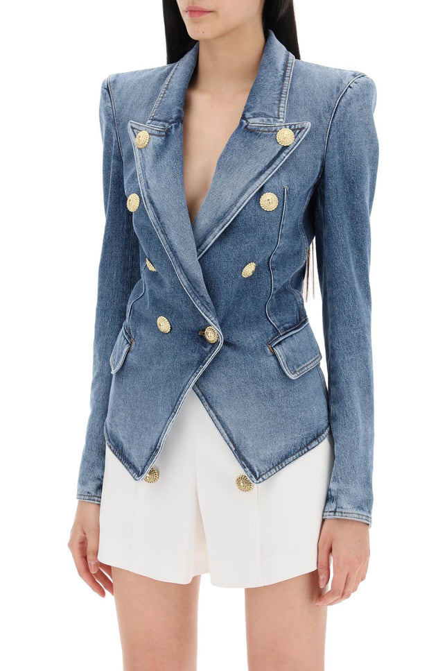 denim jacket with eight buttons