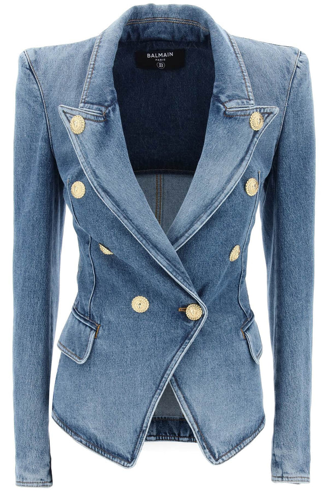 denim jacket with eight buttons