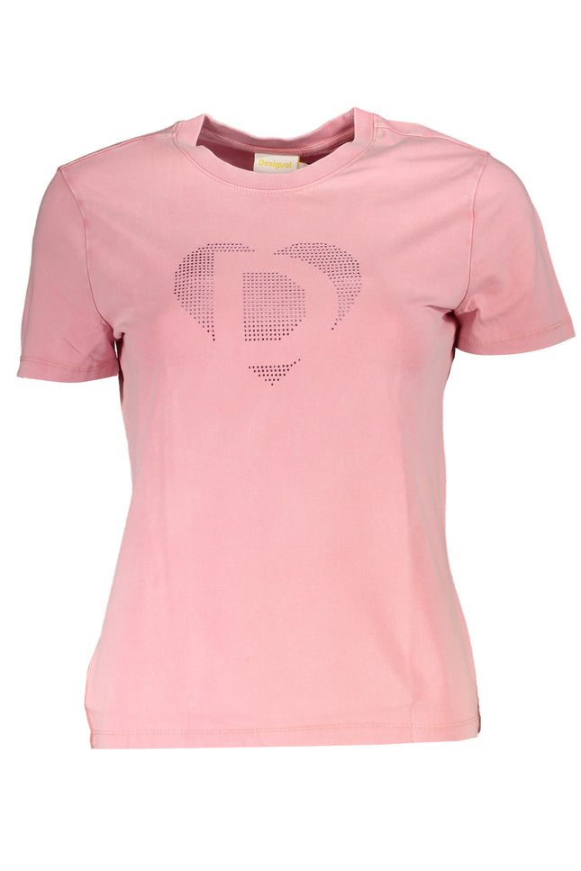 DESIGUAL WOMEN'S SHORT SLEEVE T-SHIRT PINK-T-Shirt-DESIGUAL-Urbanheer
