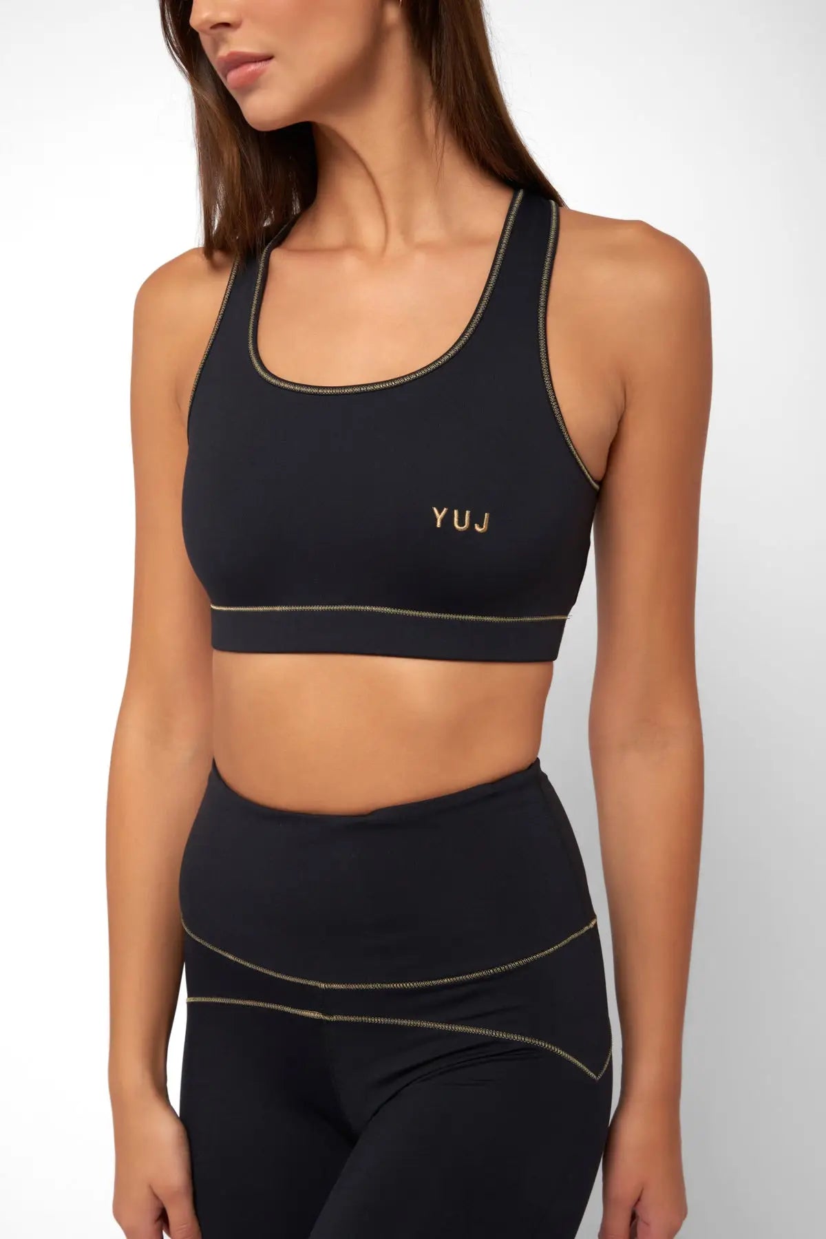 Anahata Bra Black/Gold-Clothing - Women-Yuj Paris-XS-Khaki with gold stitching-Urbanheer