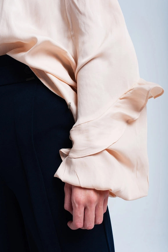 Beige Flowing Off Shoulder Blouse-BLOUSE-Q2-S-Urbanheer