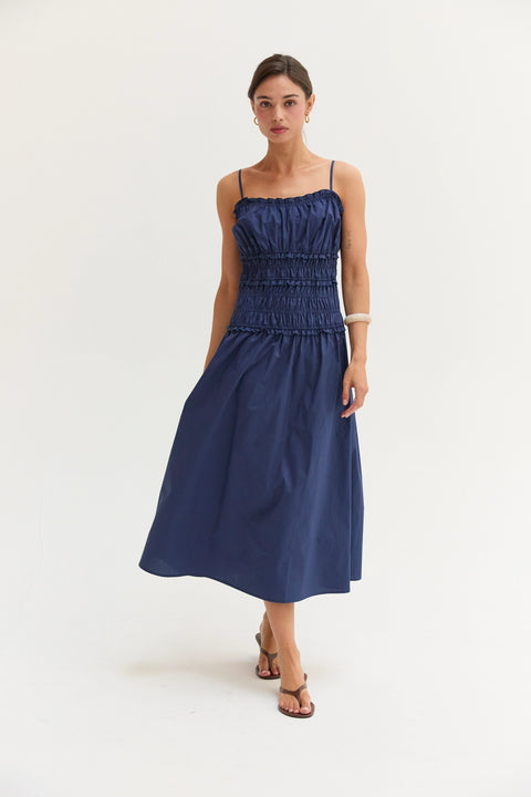 Jamie Scoop Neck Poplin Midi Dress