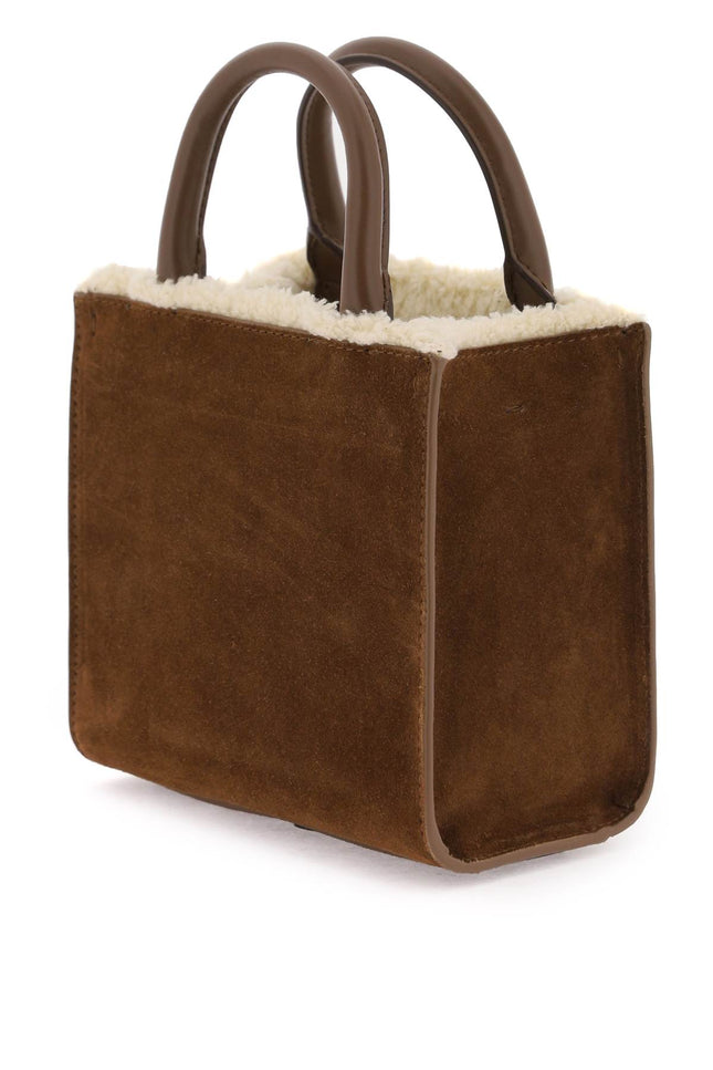 dg daily mini suede and shearling tote bag