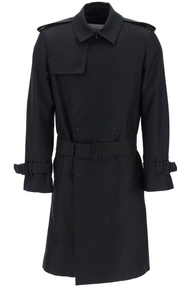 double-breasted silk blend trench coat