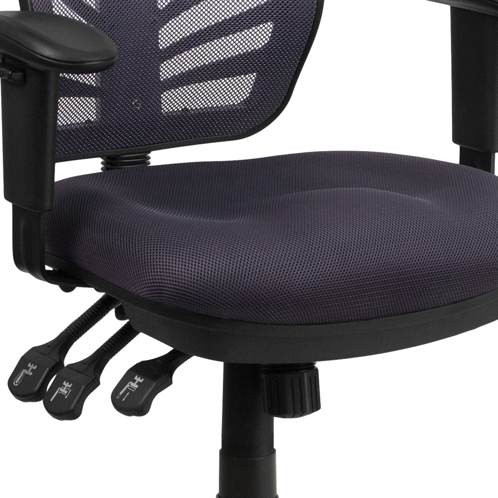 Mid-Back Mesh Swivel Office Chair With Adjustable Arms-Office Chairs-D BlakHom-Blue-Urbanheer