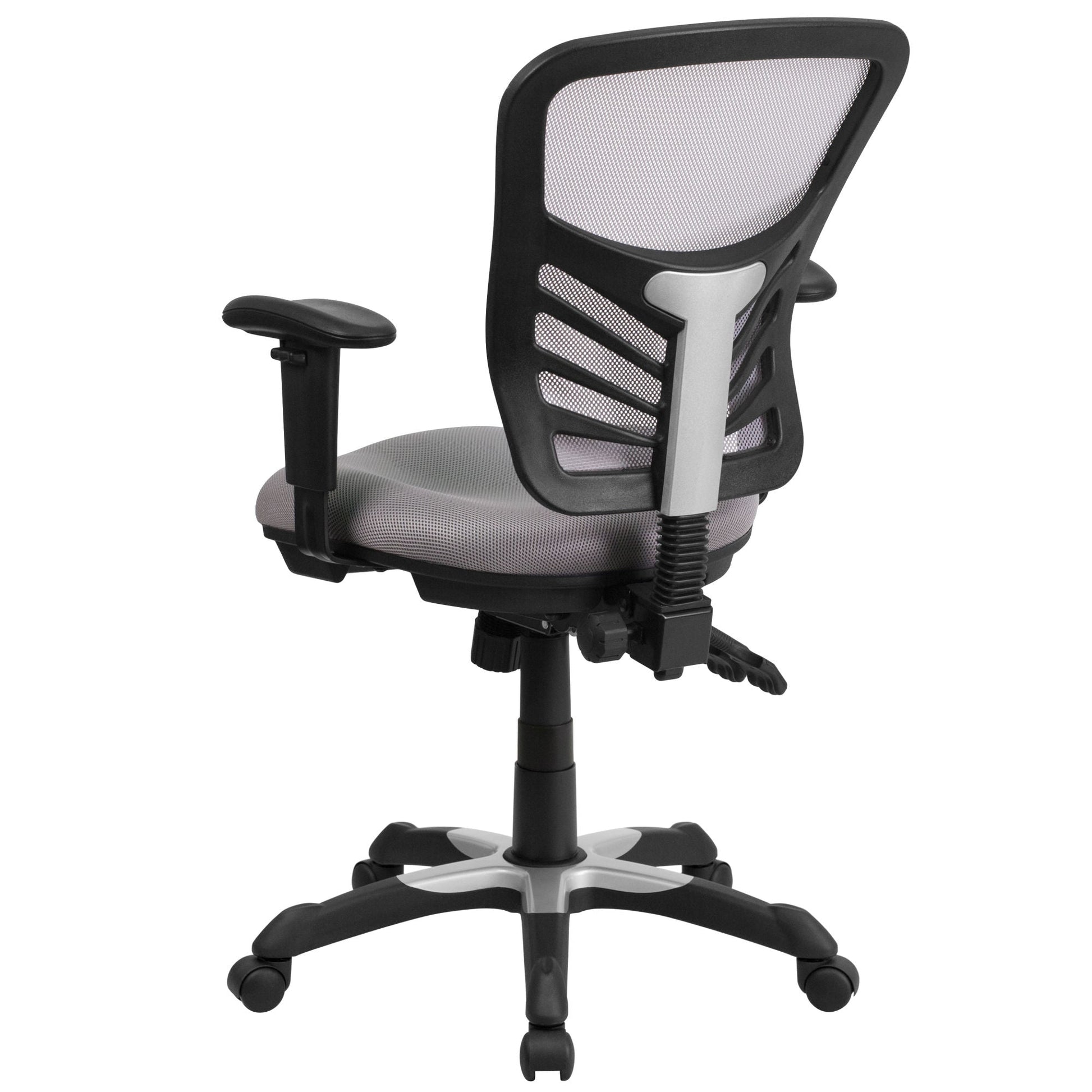 Mid-Back Mesh Swivel Office Chair With Adjustable Arms-Office Chairs-D BlakHom-Blue-Urbanheer