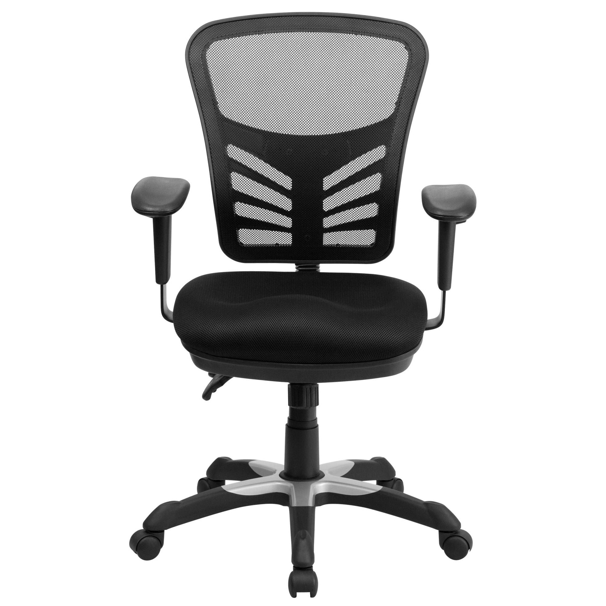 Mid-Back Mesh Swivel Office Chair With Adjustable Arms-Office Chairs-D BlakHom-Blue-Urbanheer