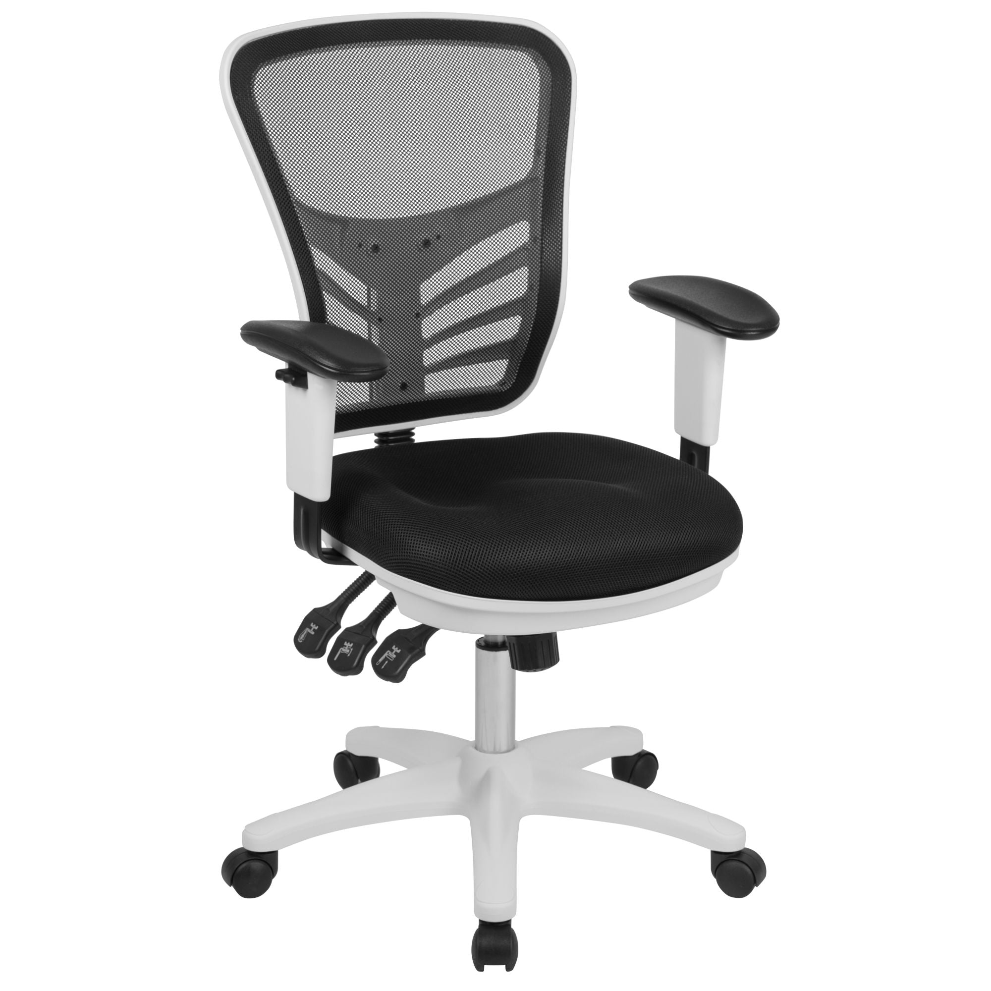 Mid-Back Mesh Swivel Office Chair With Adjustable Arms-Office Chairs-D BlakHom-Blue-Urbanheer