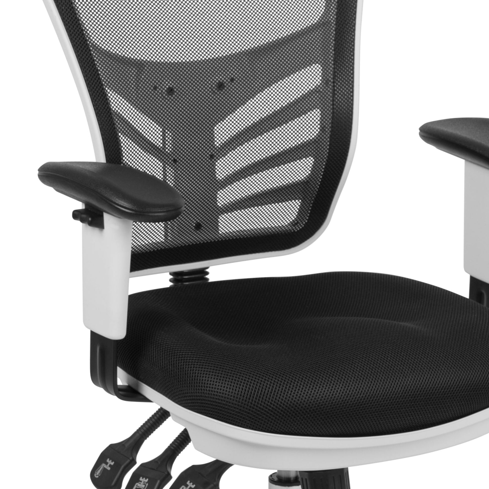 Mid-Back Mesh Swivel Office Chair With Adjustable Arms-Office Chairs-D BlakHom-Blue-Urbanheer