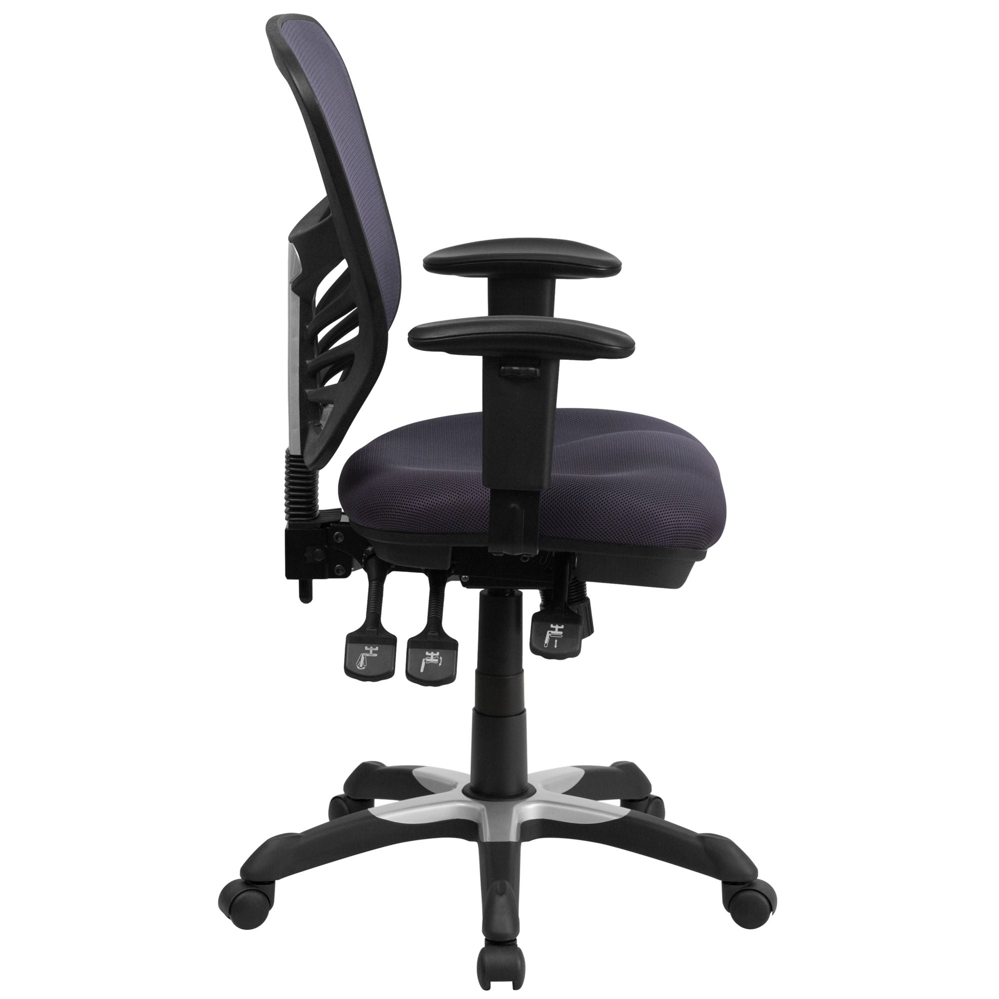 Mid-Back Mesh Swivel Office Chair With Adjustable Arms-Office Chairs-D BlakHom-Blue-Urbanheer