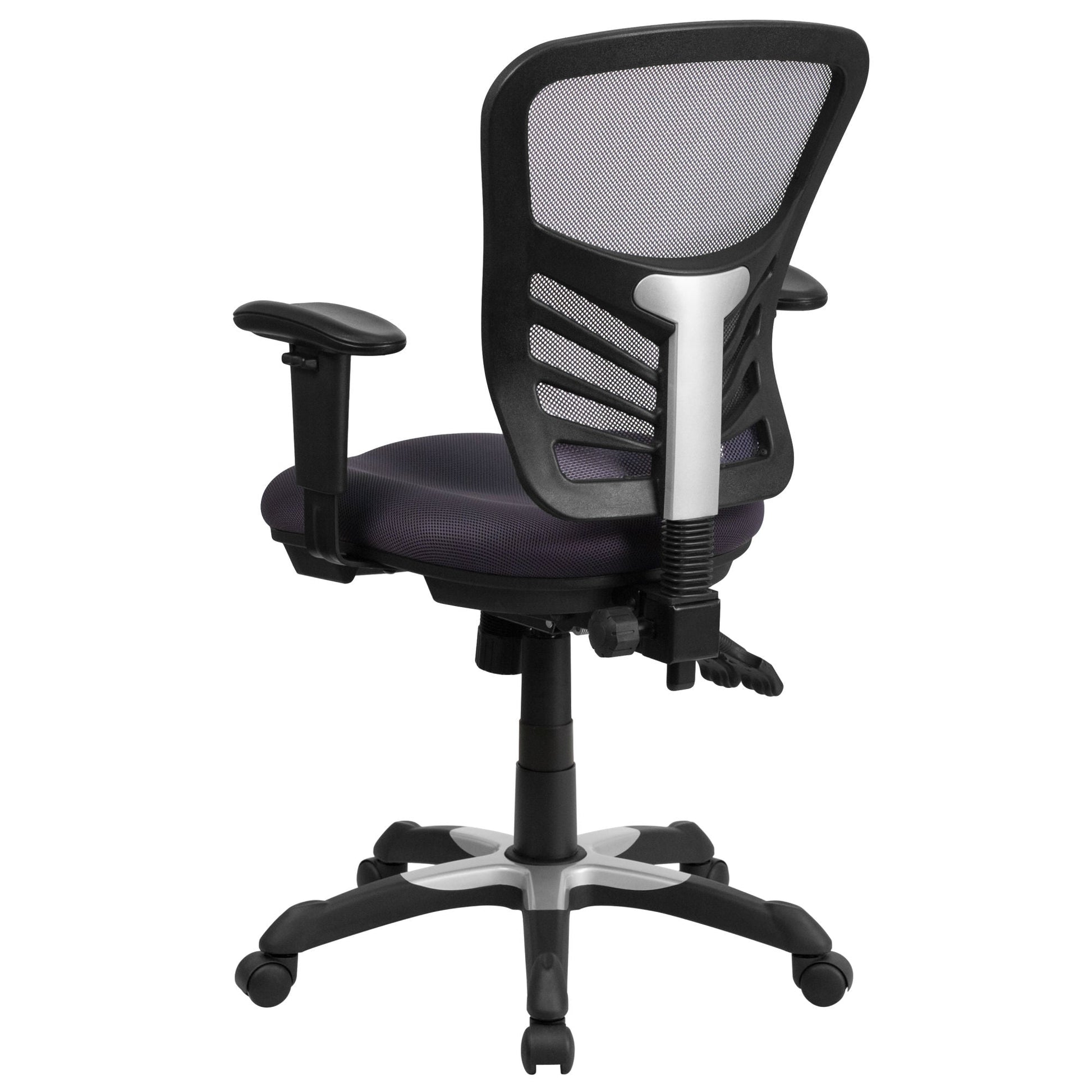 Mid-Back Mesh Swivel Office Chair With Adjustable Arms-Office Chairs-D BlakHom-Blue-Urbanheer