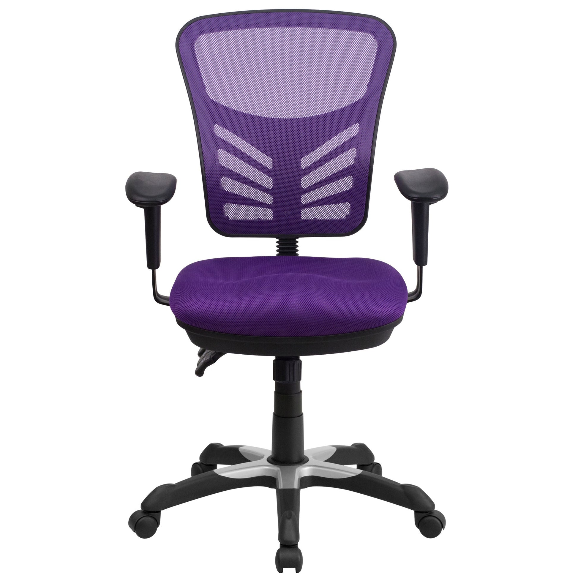 Mid-Back Mesh Swivel Office Chair With Adjustable Arms-Office Chairs-D BlakHom-Blue-Urbanheer