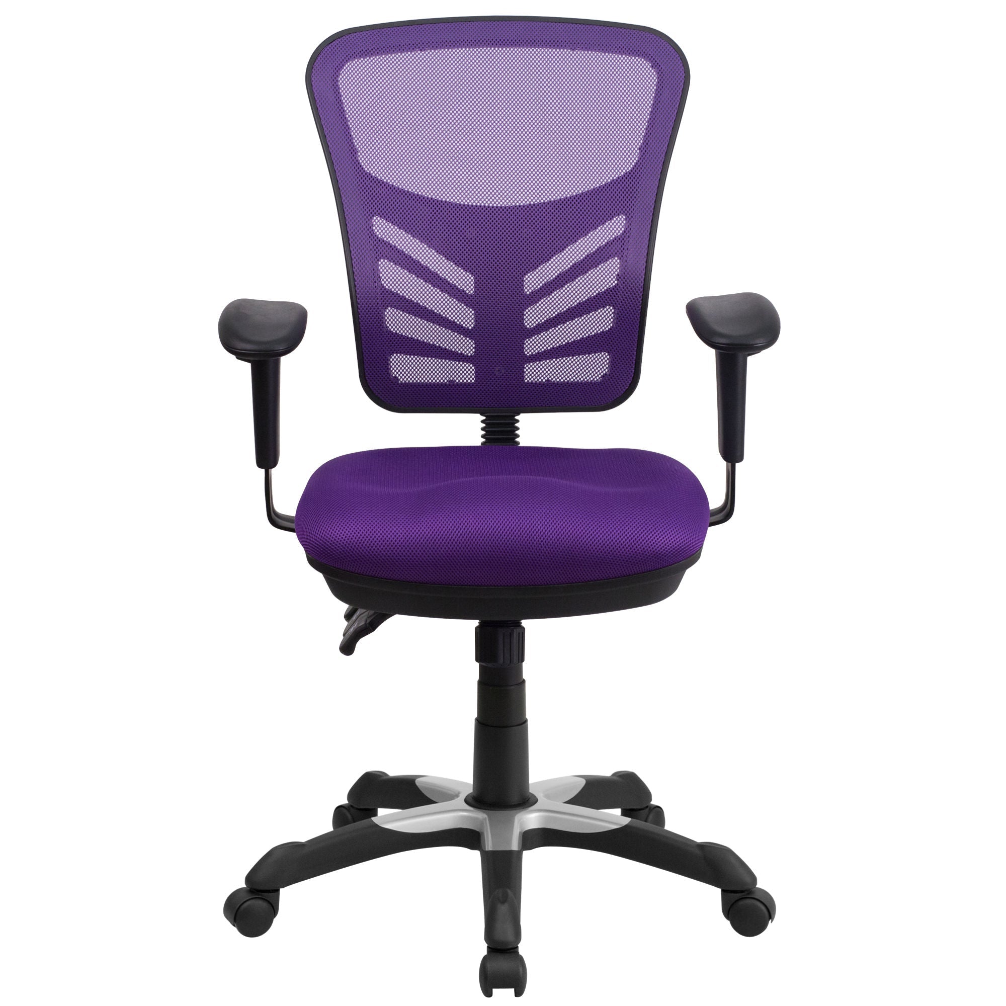 Mid-Back Mesh Swivel Office Chair With Adjustable Arms-Office Chairs-D BlakHom-Blue-Urbanheer