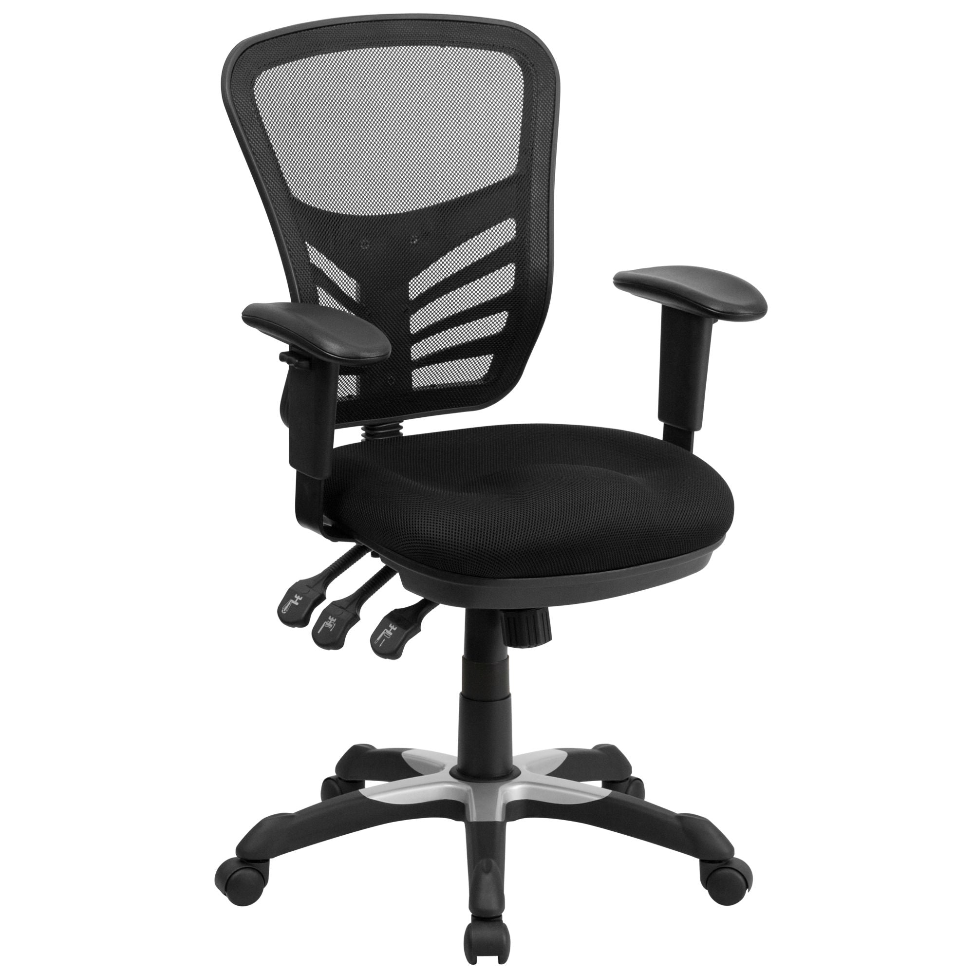 Mid-Back Mesh Swivel Office Chair With Adjustable Arms-Office Chairs-D BlakHom-Blue-Urbanheer