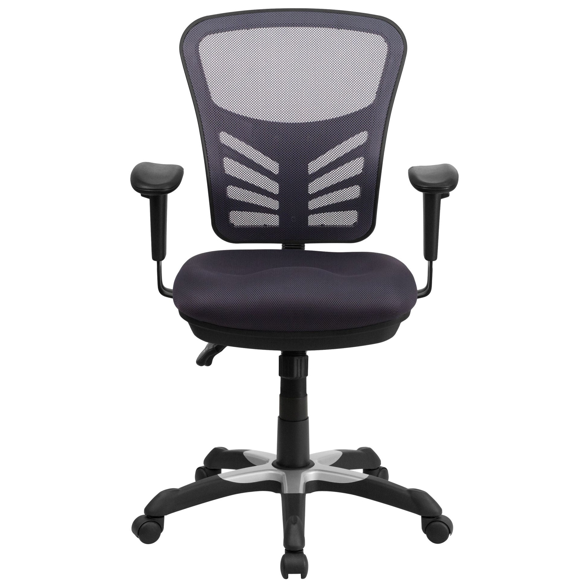 Mid-Back Mesh Swivel Office Chair With Adjustable Arms-Office Chairs-D BlakHom-Blue-Urbanheer