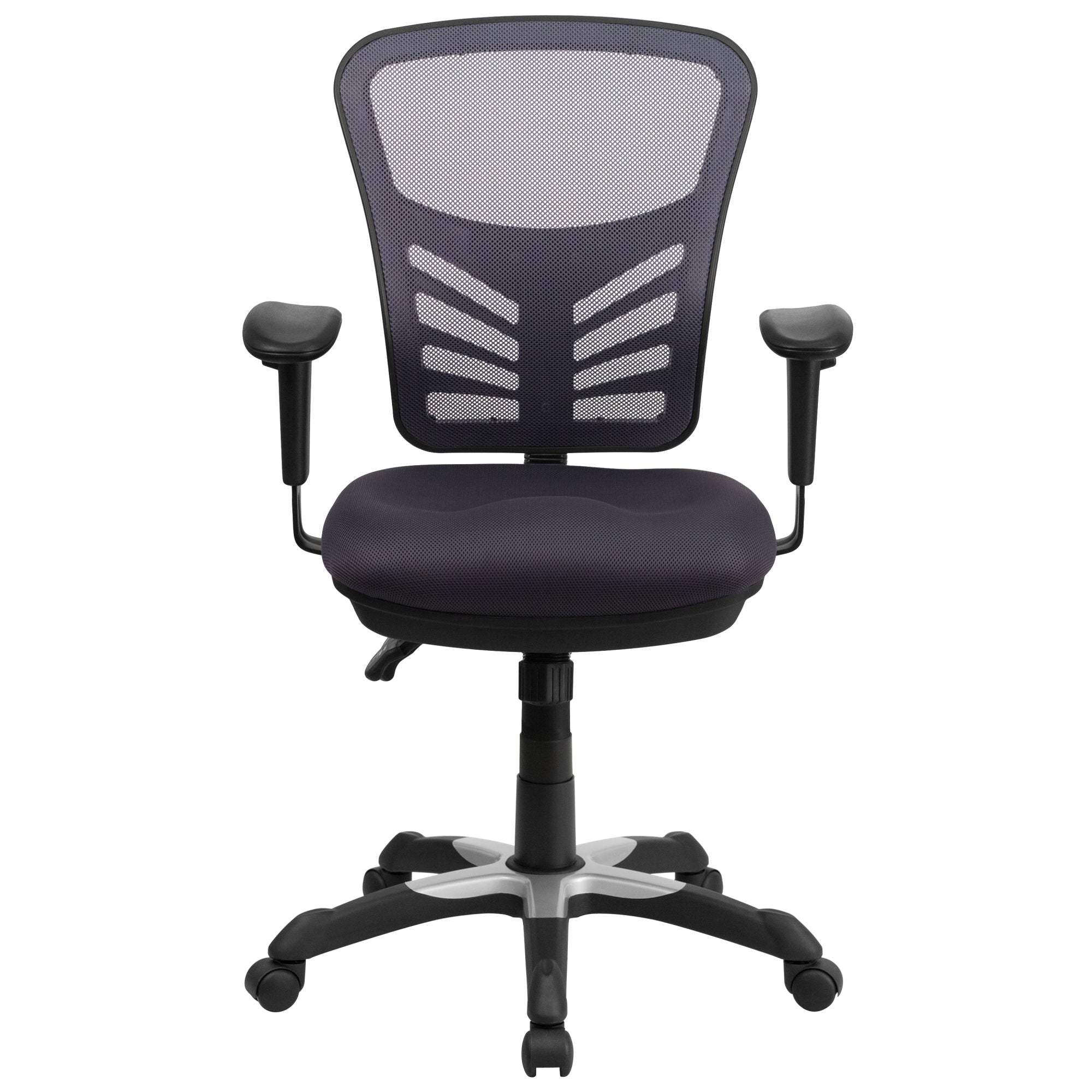 Mid-Back Mesh Swivel Office Chair With Adjustable Arms-Office Chairs-D BlakHom-Blue-Urbanheer