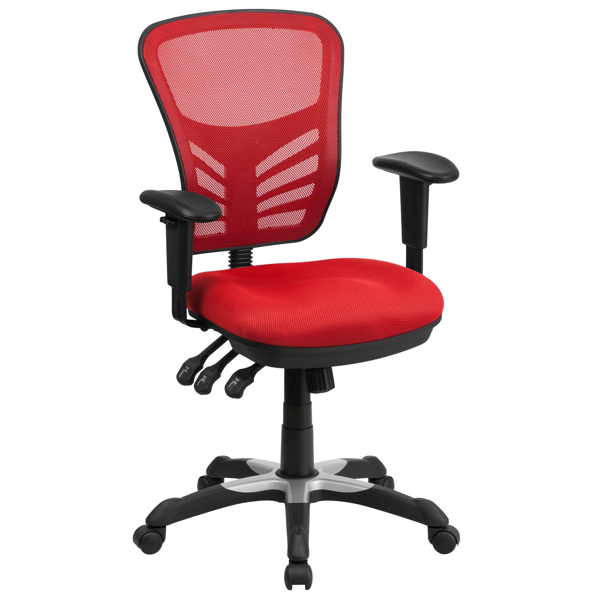 Mid-Back Mesh Swivel Office Chair With Adjustable Arms-Office Chairs-D BlakHom-Blue-Urbanheer