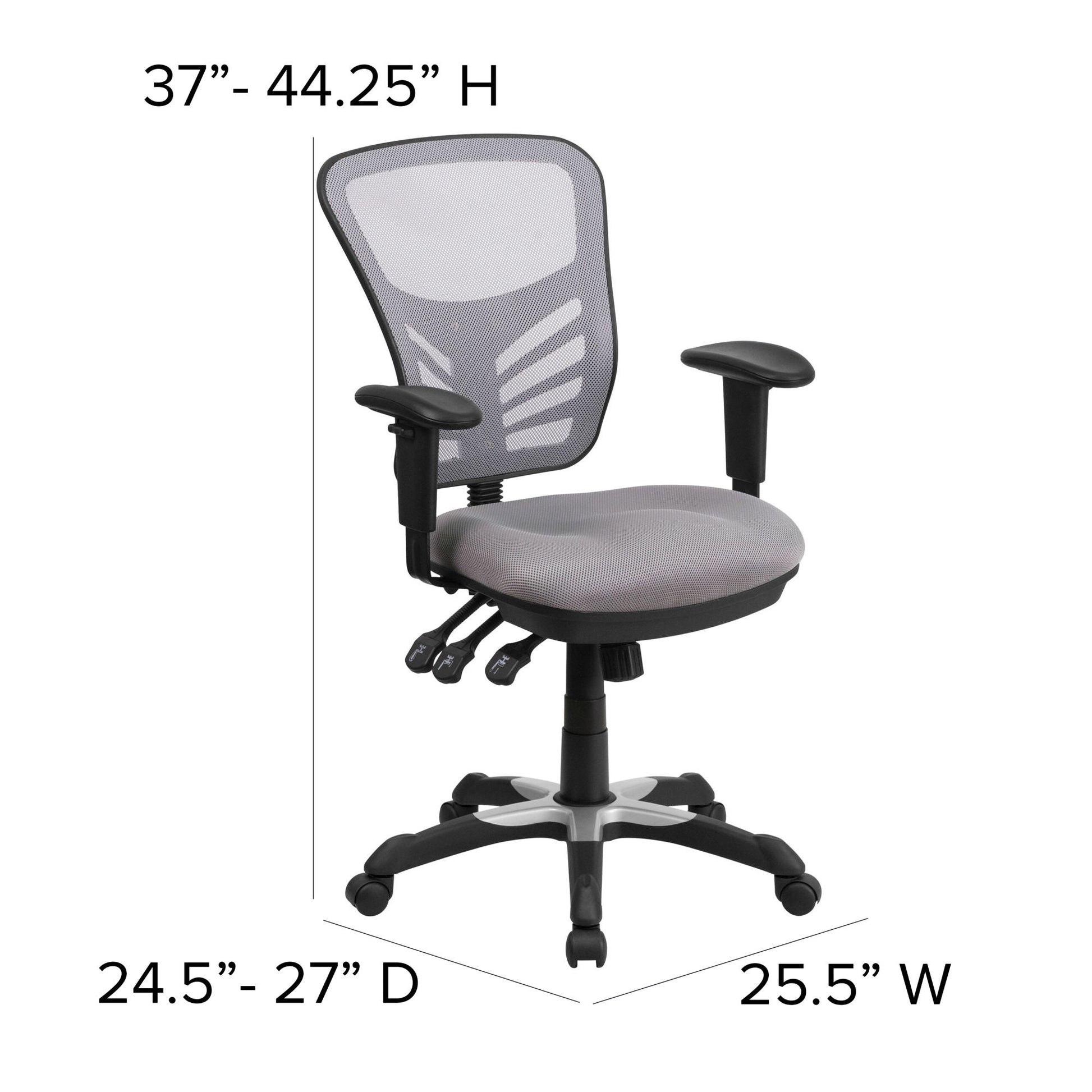 Mid-Back Mesh Swivel Office Chair With Adjustable Arms-Office Chairs-D BlakHom-Blue-Urbanheer