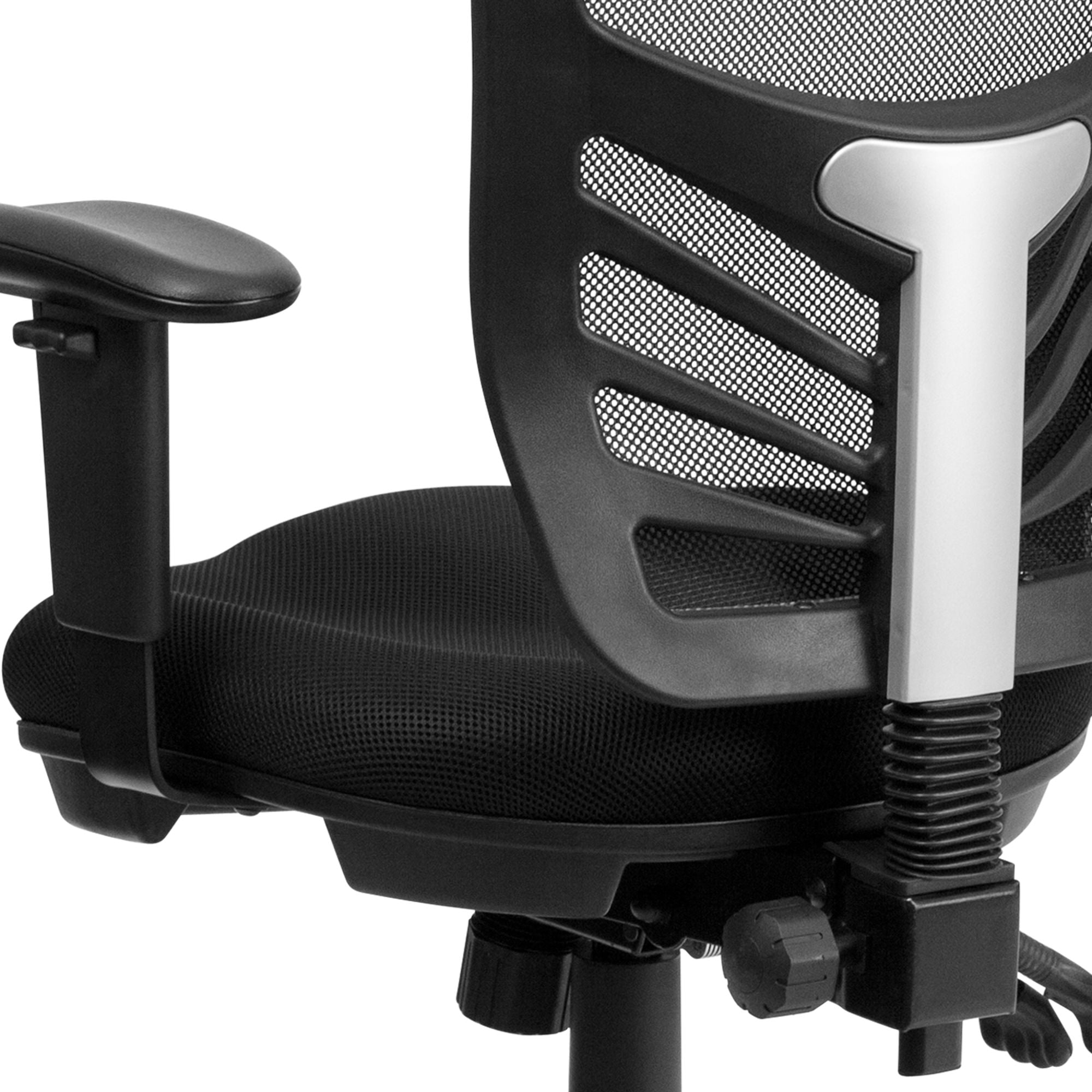 Mid-Back Mesh Swivel Office Chair With Adjustable Arms-Office Chairs-D BlakHom-Blue-Urbanheer