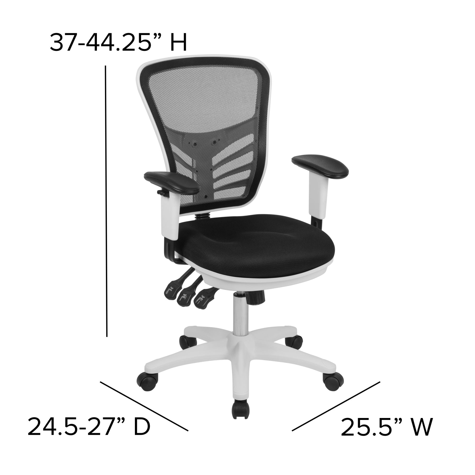 Mid-Back Mesh Swivel Office Chair With Adjustable Arms-Office Chairs-D BlakHom-Blue-Urbanheer