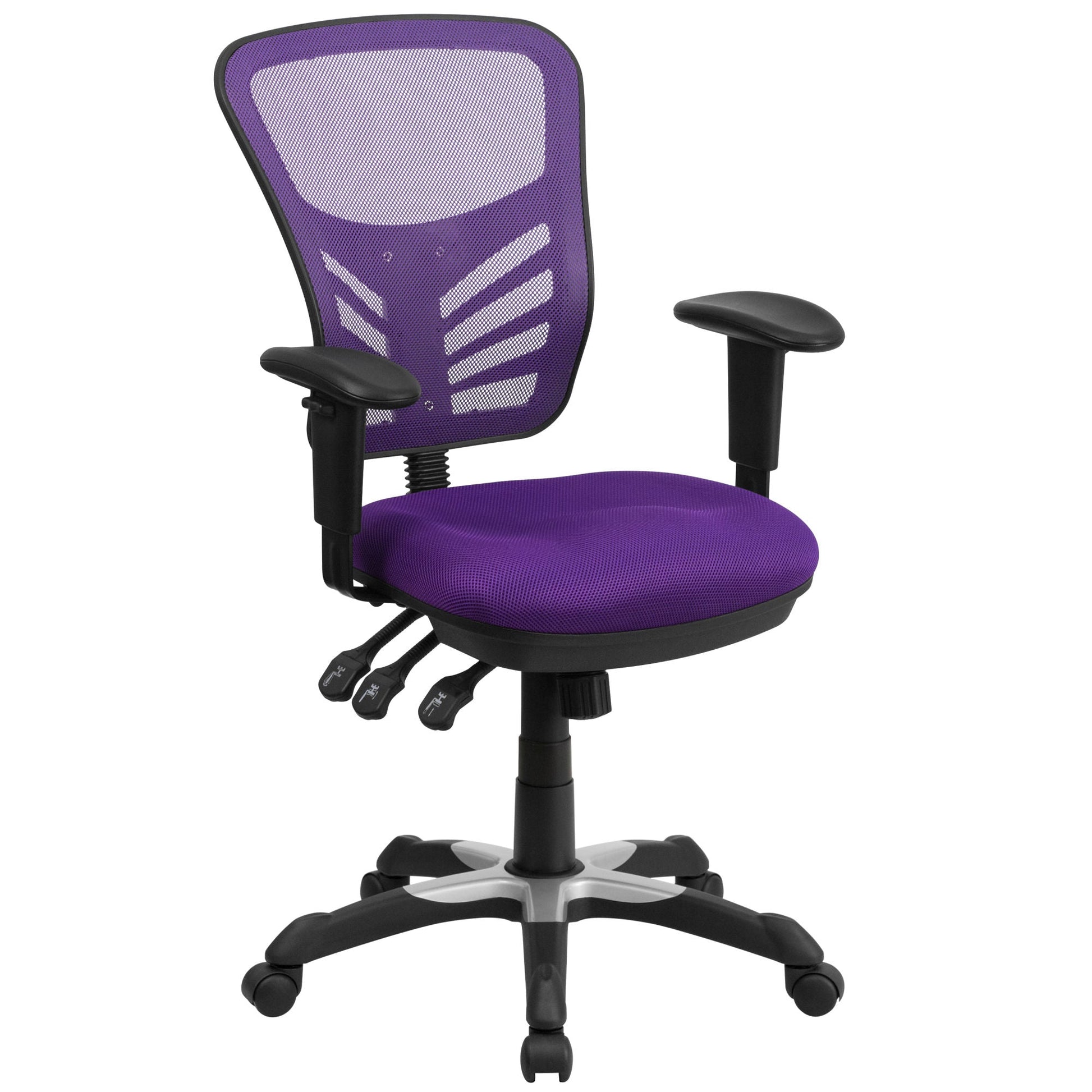 Mid-Back Mesh Swivel Office Chair With Adjustable Arms-Office Chairs-D BlakHom-Blue-Urbanheer