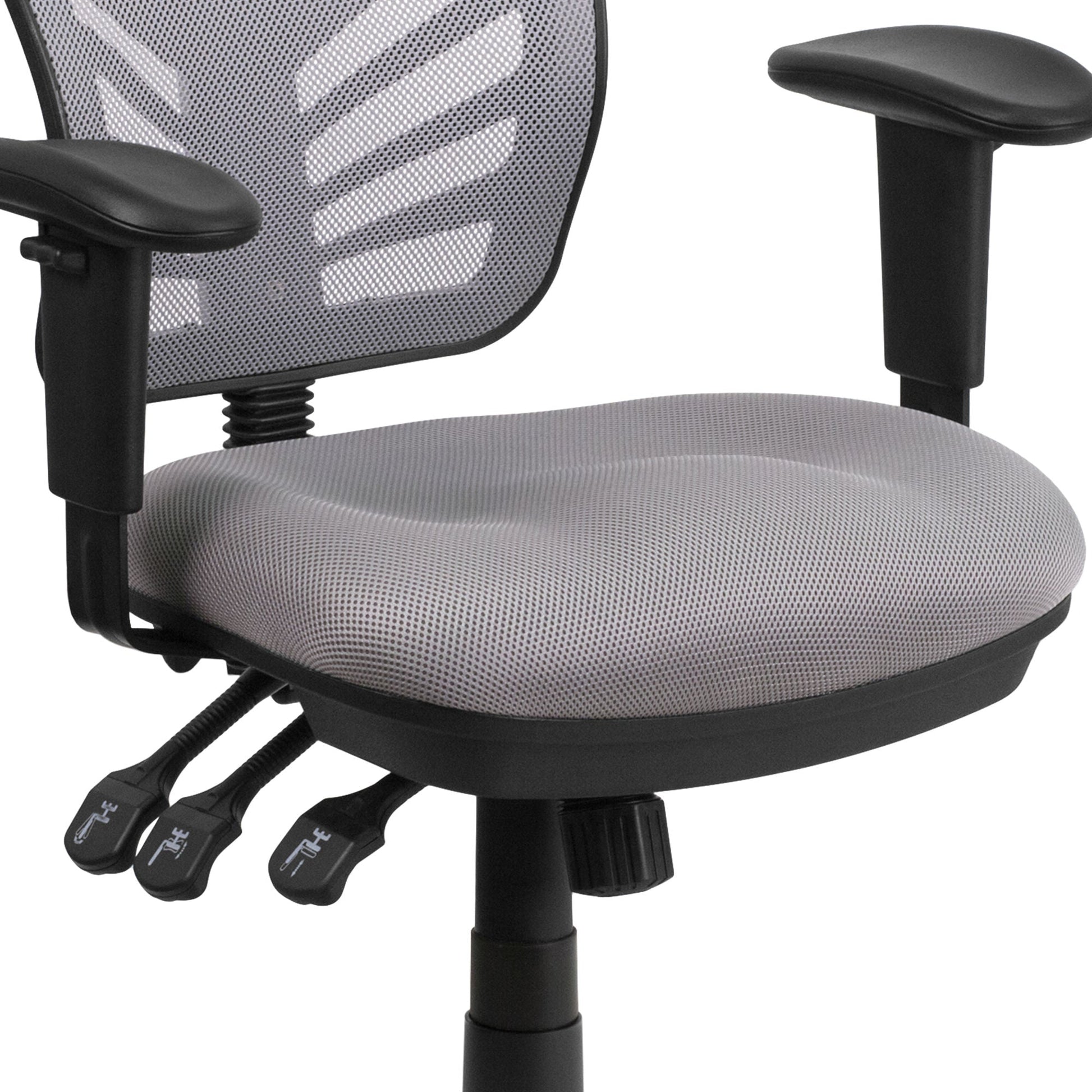 Mid-Back Mesh Swivel Office Chair With Adjustable Arms-Office Chairs-D BlakHom-Blue-Urbanheer