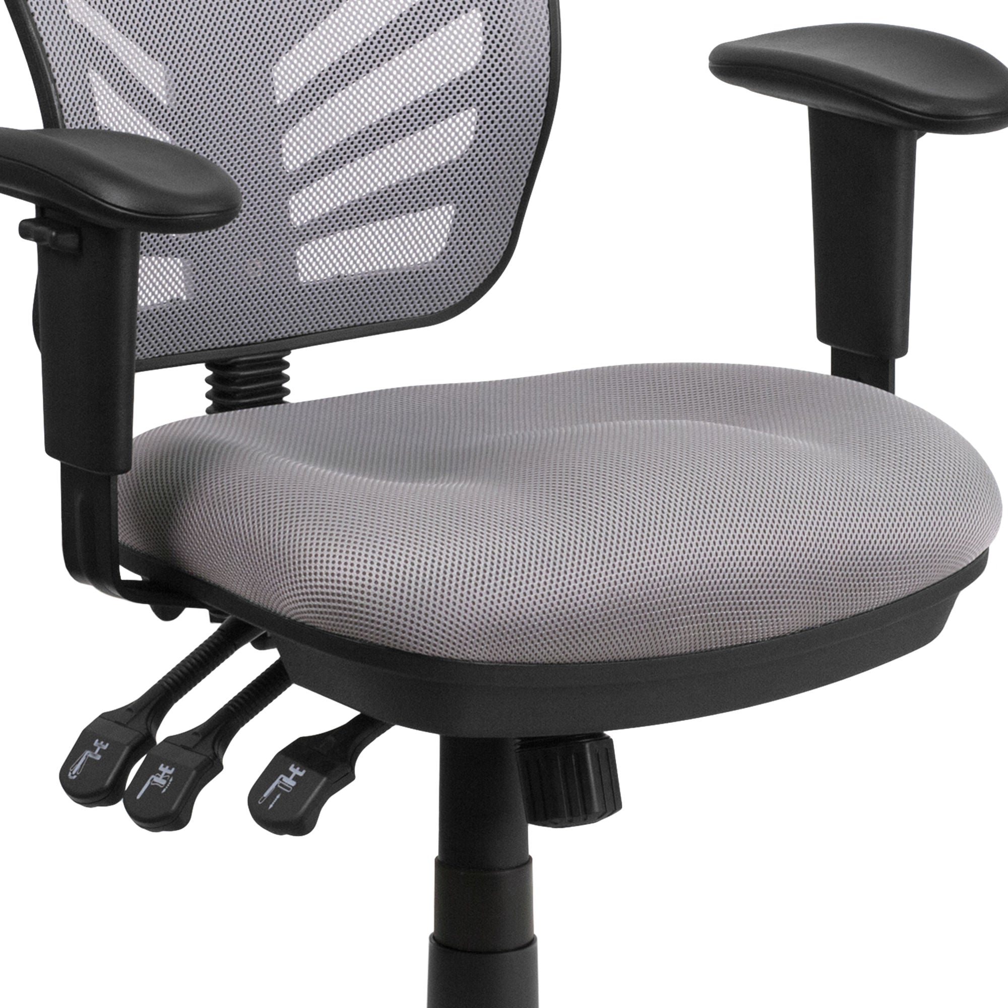 Mid-Back Mesh Swivel Office Chair With Adjustable Arms-Office Chairs-D BlakHom-Blue-Urbanheer