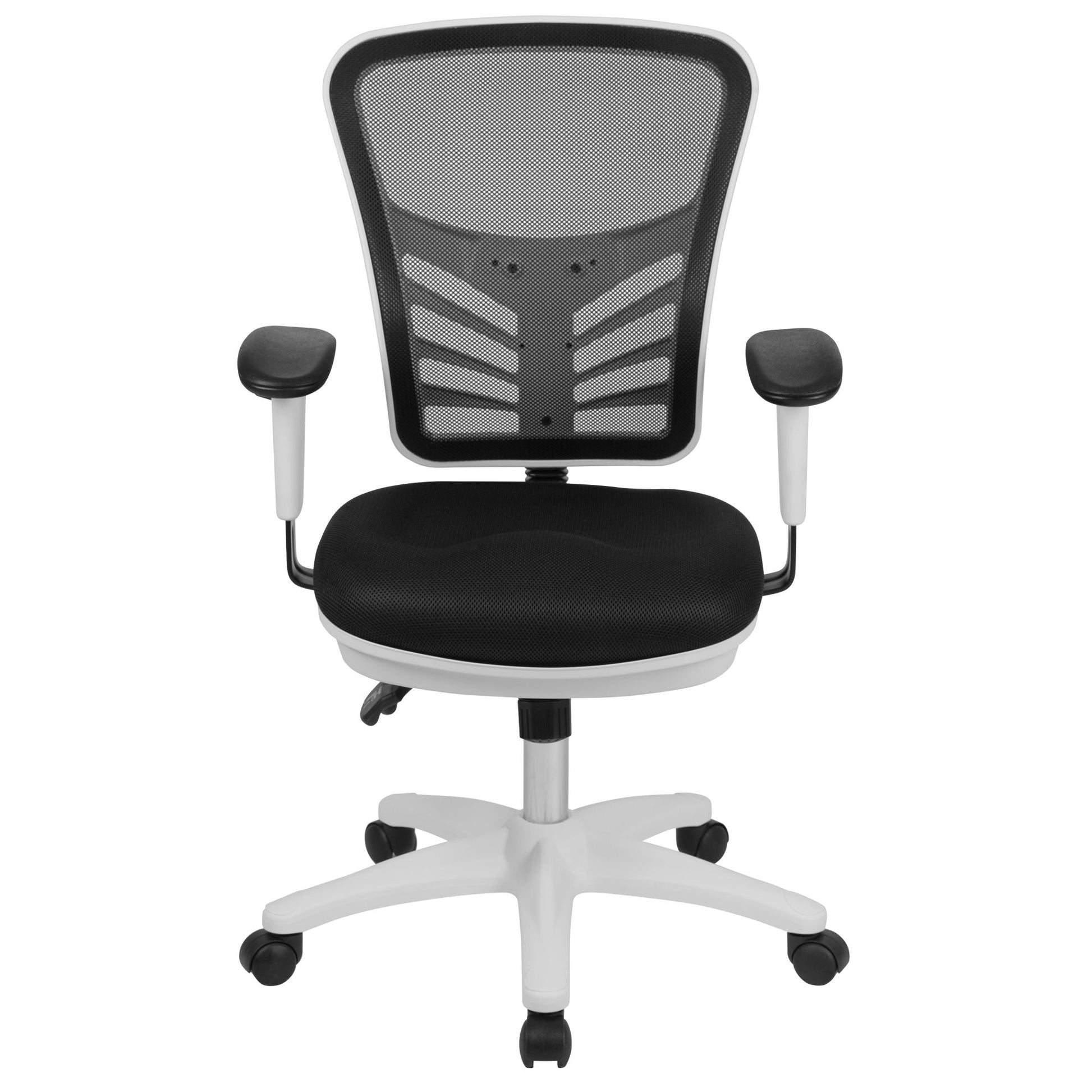 Mid-Back Mesh Swivel Office Chair With Adjustable Arms-Office Chairs-D BlakHom-Blue-Urbanheer