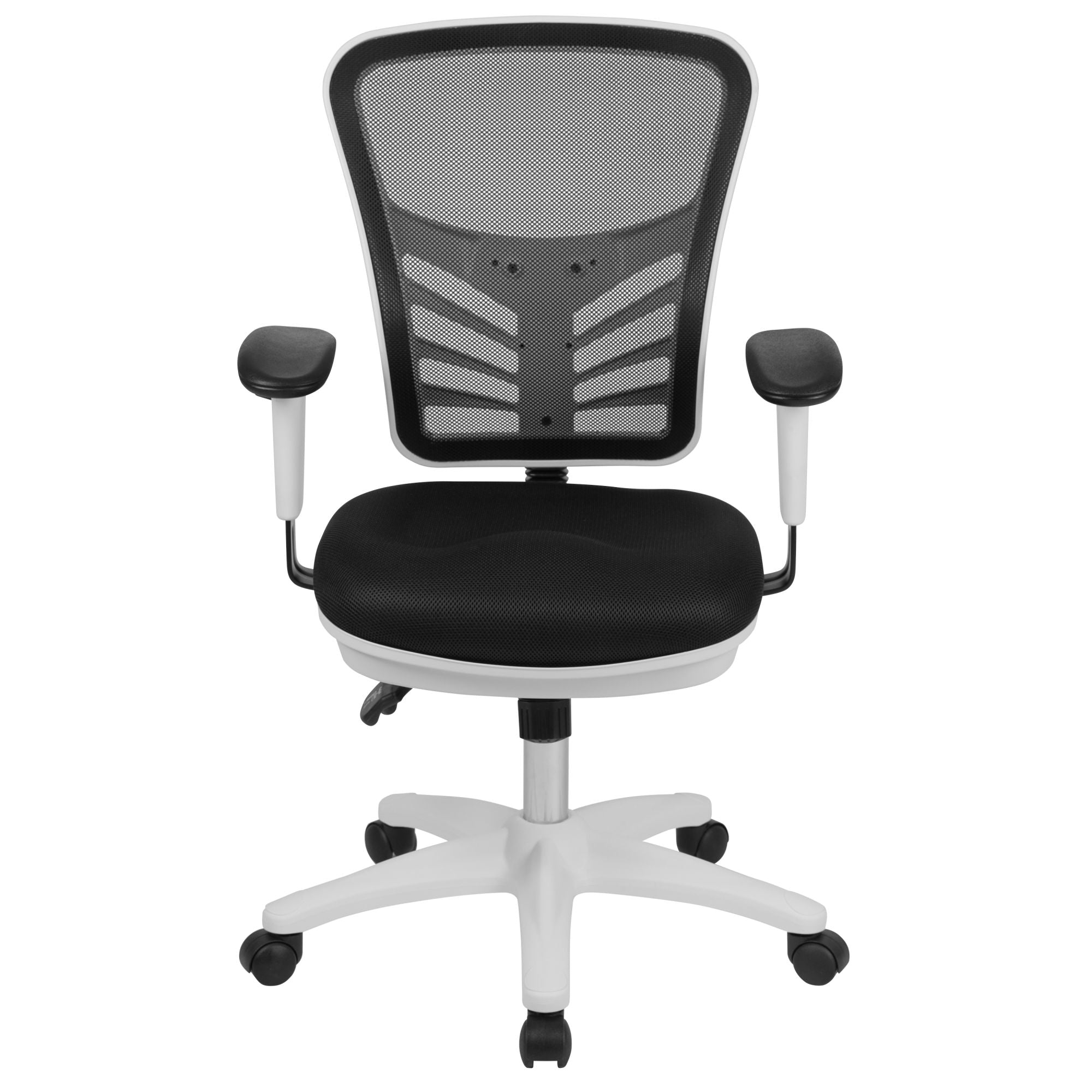 Mid-Back Mesh Swivel Office Chair With Adjustable Arms-Office Chairs-D BlakHom-Blue-Urbanheer