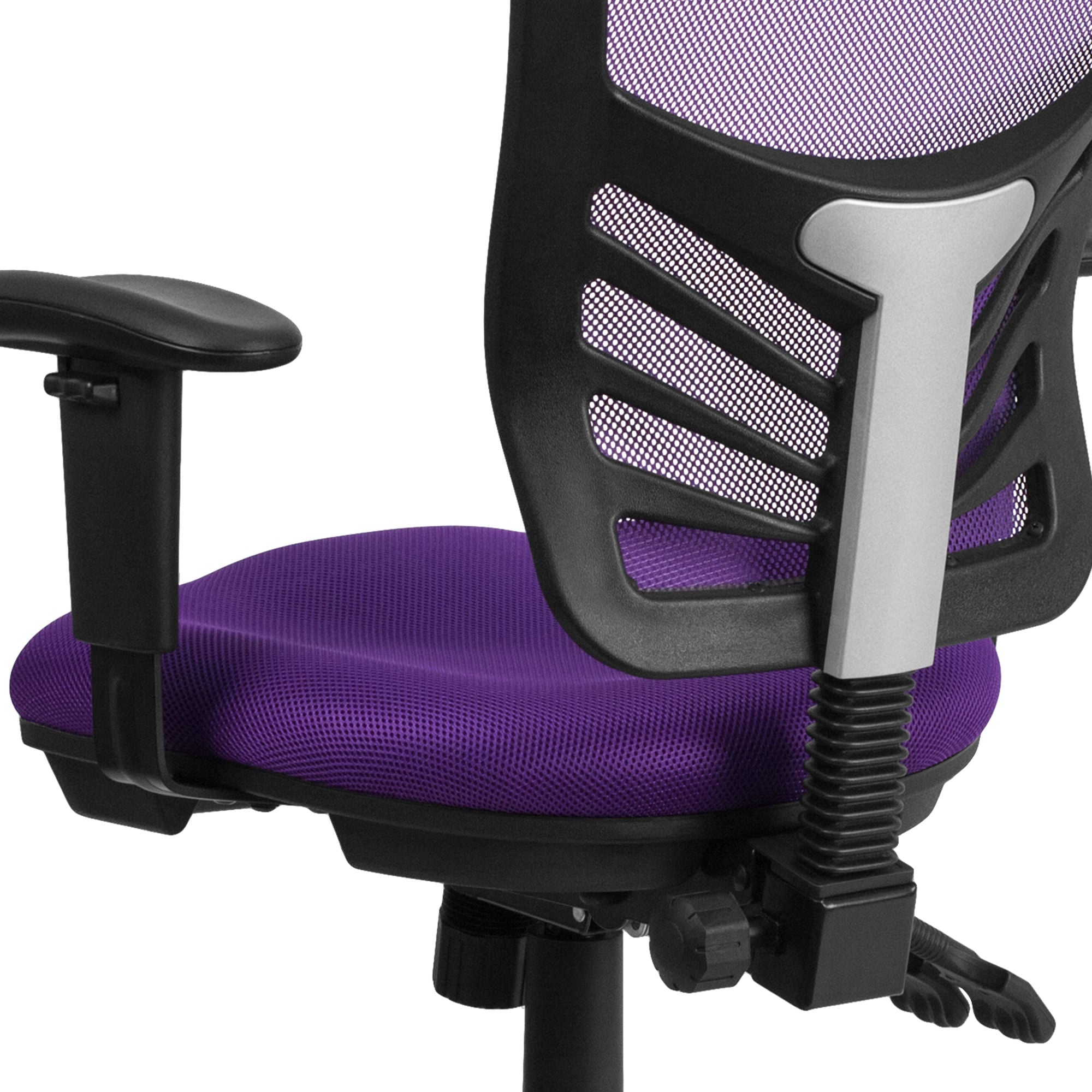 Mid-Back Mesh Swivel Office Chair With Adjustable Arms-Office Chairs-D BlakHom-Blue-Urbanheer