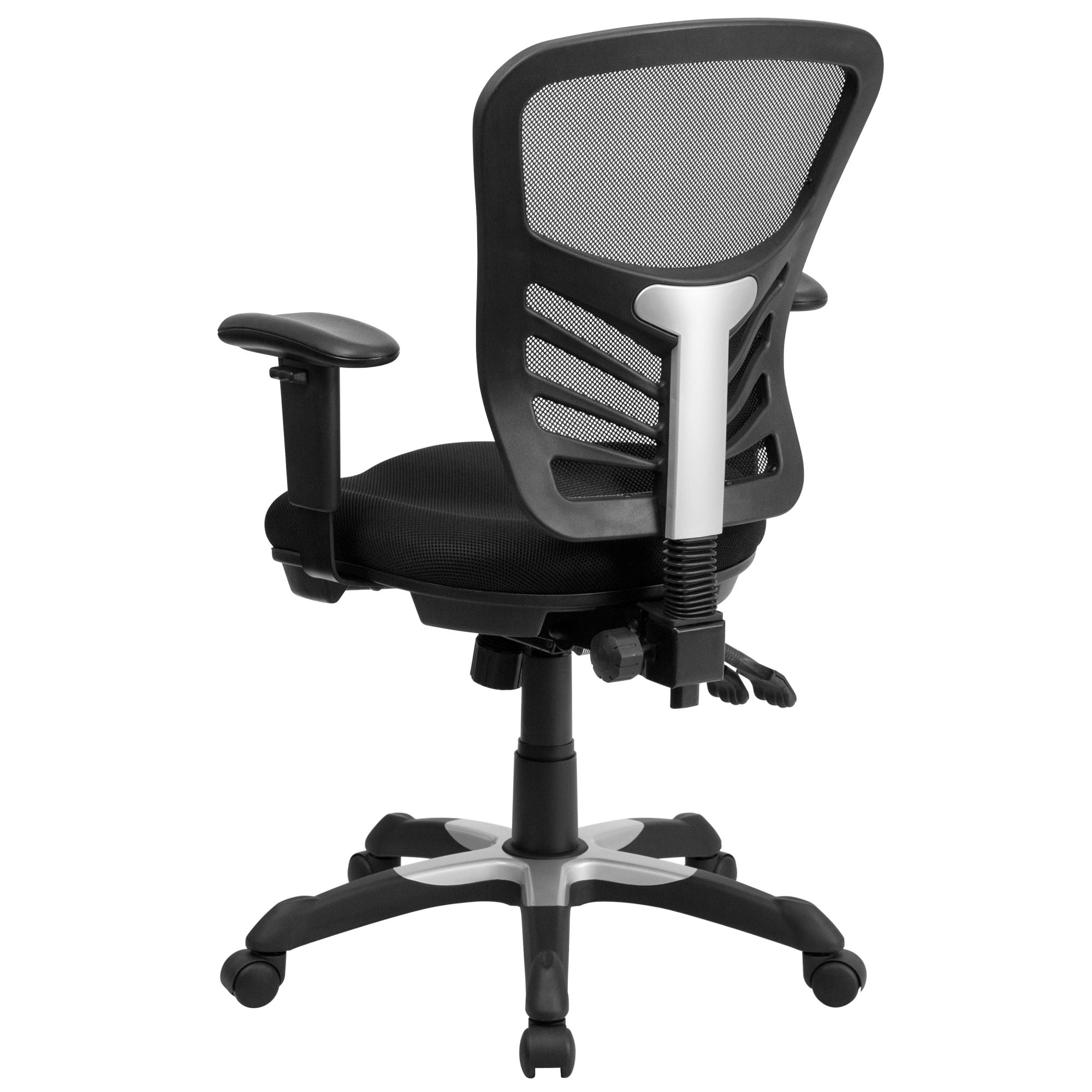 Mid-Back Mesh Swivel Office Chair With Adjustable Arms-Office Chairs-D BlakHom-Blue-Urbanheer