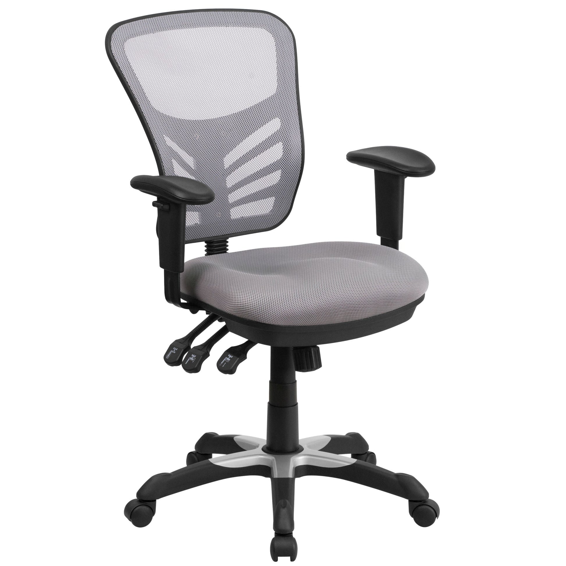 Mid-Back Mesh Swivel Office Chair With Adjustable Arms-Office Chairs-D BlakHom-Blue-Urbanheer