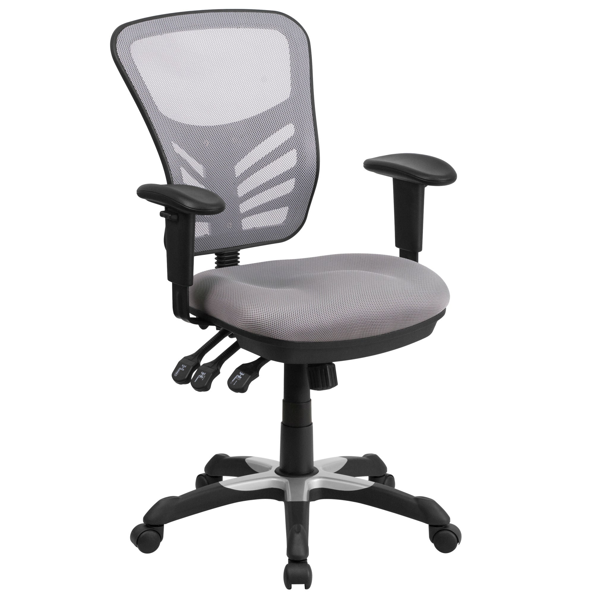 Mid-Back Mesh Swivel Office Chair With Adjustable Arms-Office Chairs-D BlakHom-Blue-Urbanheer
