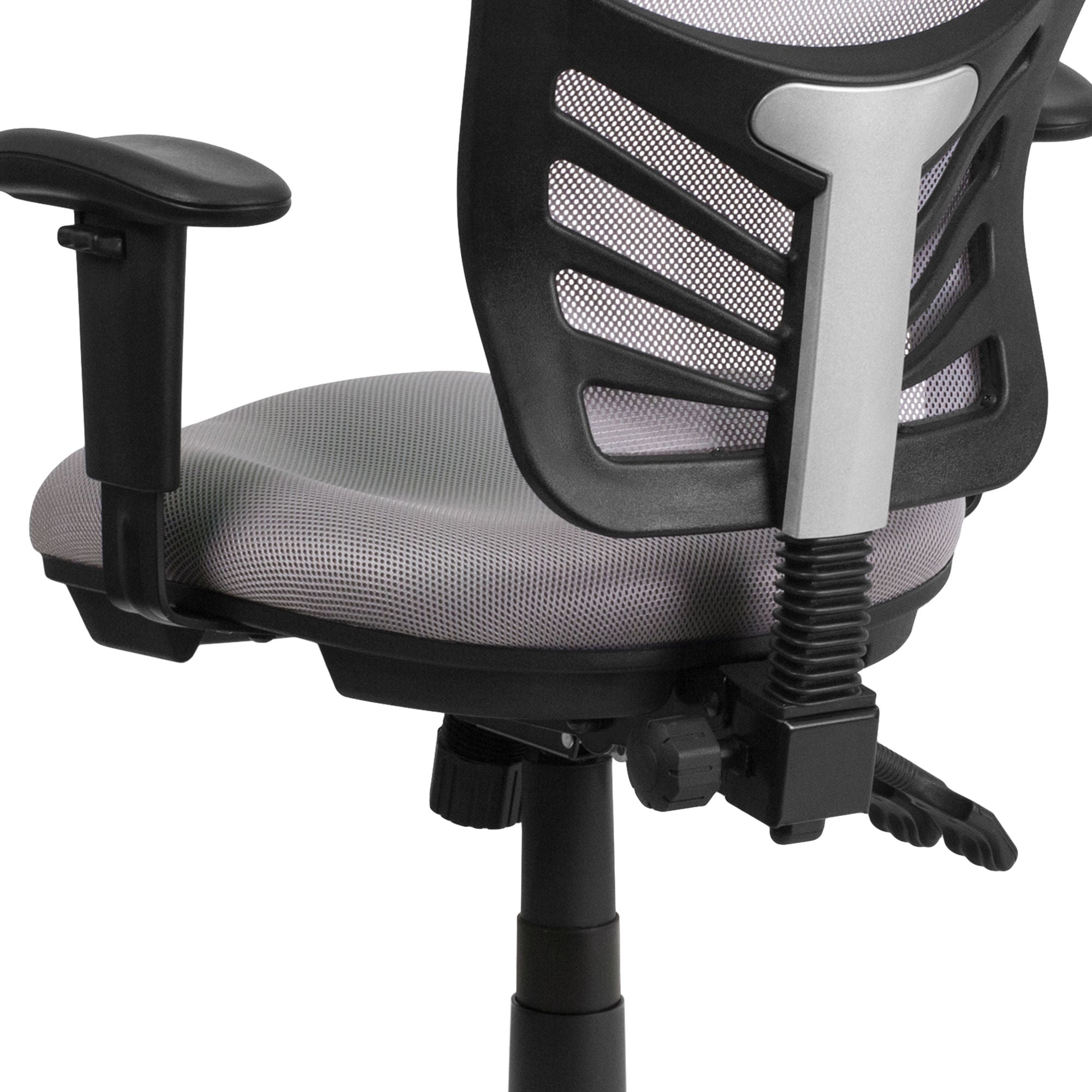 Mid-Back Mesh Swivel Office Chair With Adjustable Arms-Office Chairs-D BlakHom-Blue-Urbanheer