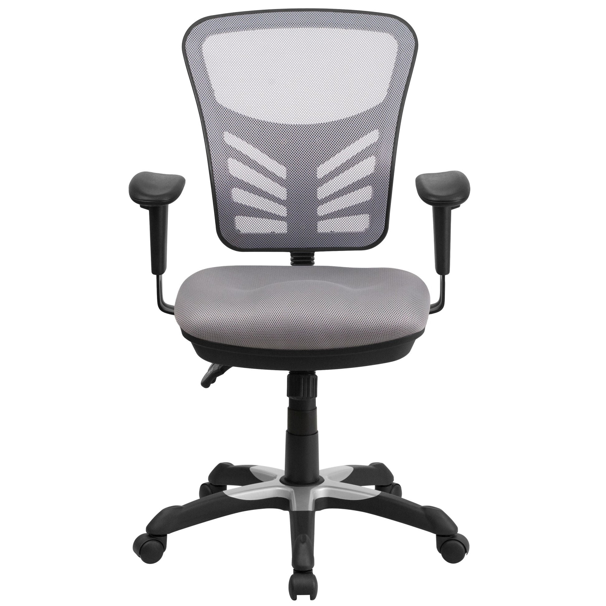 Mid-Back Mesh Swivel Office Chair With Adjustable Arms-Office Chairs-D BlakHom-Blue-Urbanheer