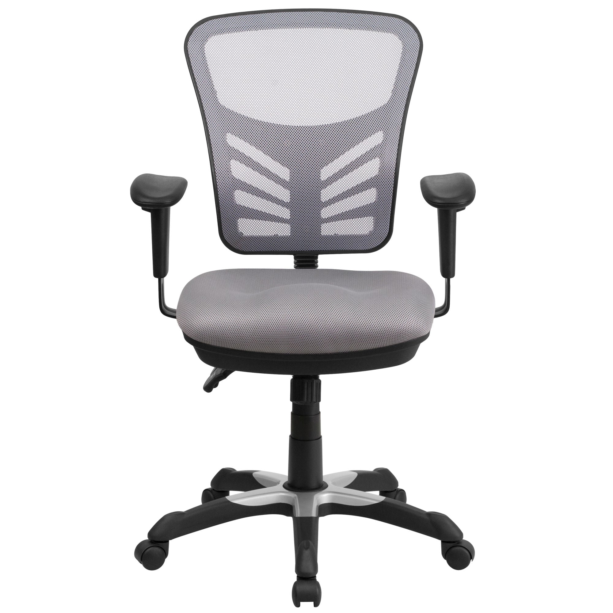 Mid-Back Mesh Swivel Office Chair With Adjustable Arms-Office Chairs-D BlakHom-Blue-Urbanheer