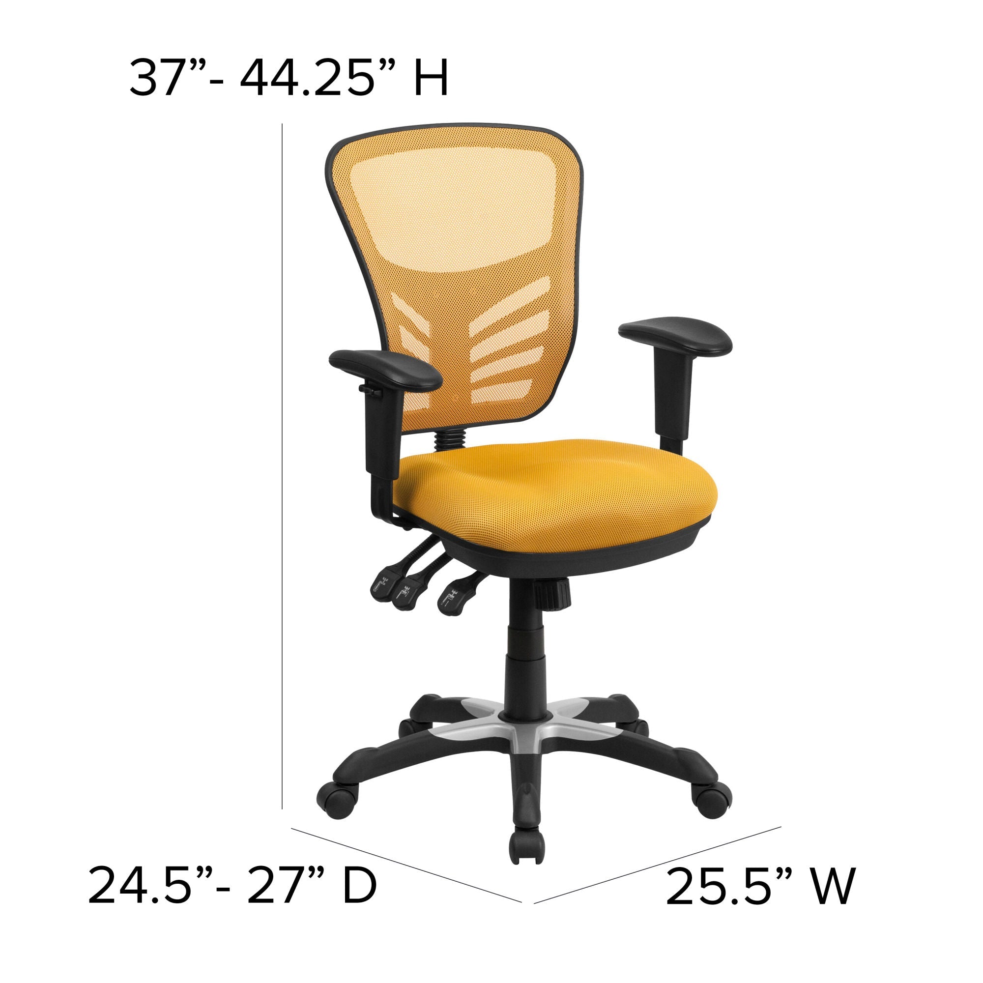 Mid-Back Mesh Swivel Office Chair With Adjustable Arms-Office Chairs-D BlakHom-Blue-Urbanheer