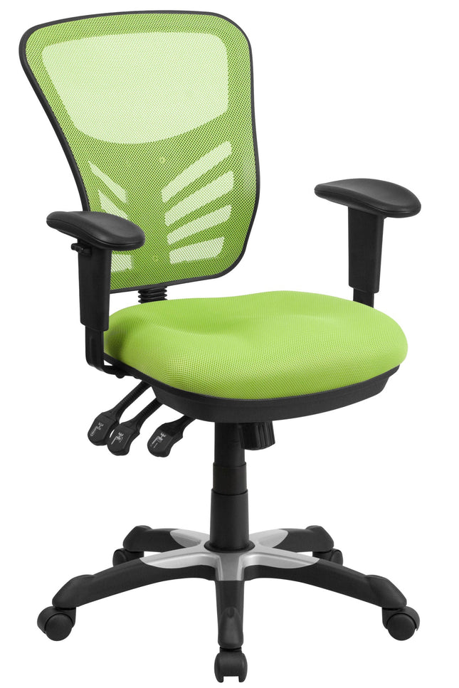 Mid-Back Mesh Swivel Office Chair With Adjustable Arms-Office Chairs-D BlakHom-Urbanheer