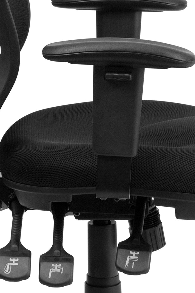 Mid-Back Mesh Swivel Office Chair With Adjustable Arms-Office Chairs-D BlakHom-Urbanheer