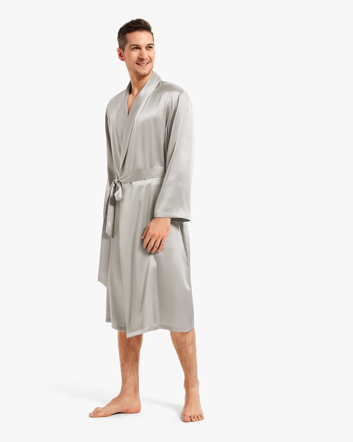 Smooth Silk Robe Cilver Gray-Robe-MommeSilk-XS-Urbanheer