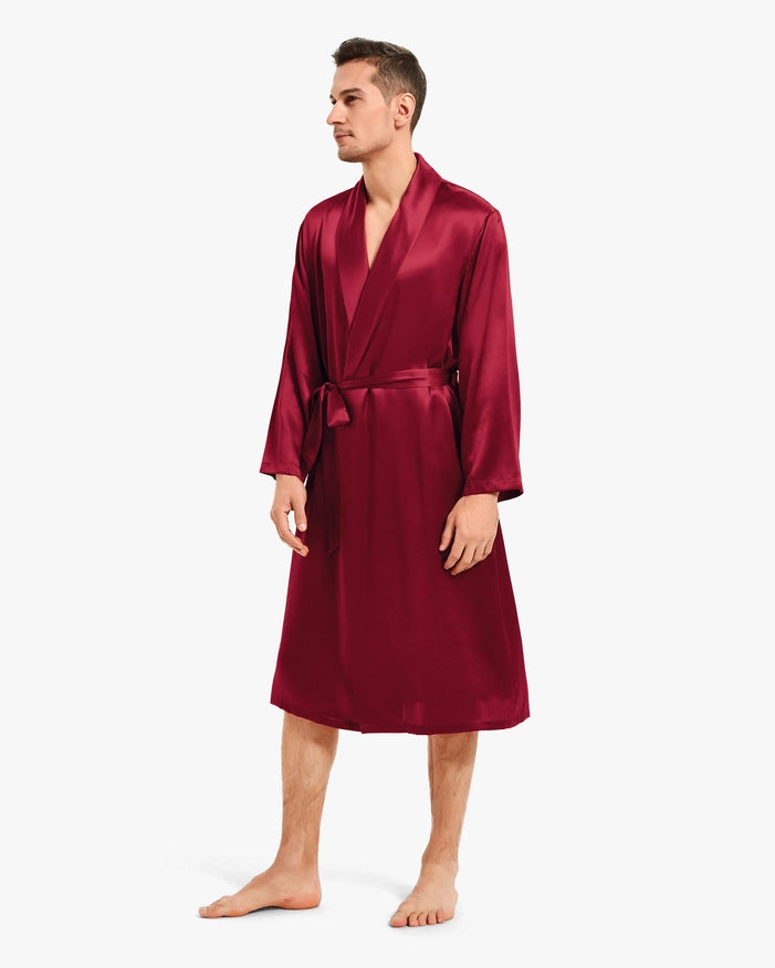 His & Hers Silk Smooth Robes Claret-Pajamas-MommeSilk-XS-Men's-Urbanheer