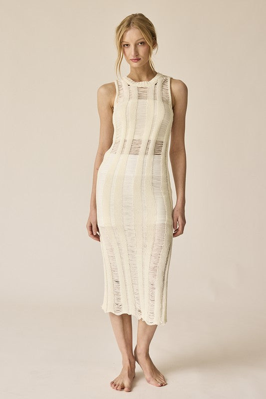 Lillian Ladder Knit Dress White-Dresses-Papermoon-S-White-Urbanheer