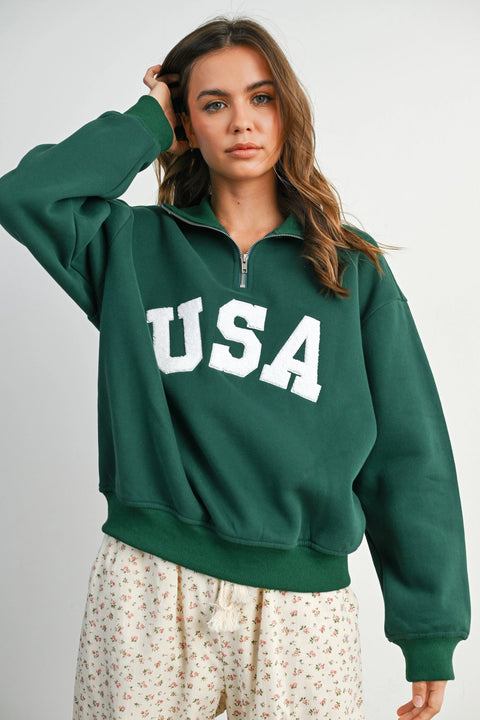 Quarter Zip Long Sleeve Sweatshirt